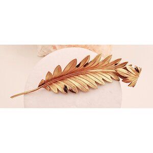 Gold Tone Wells  Aged 14K GF Brooch Pin Unique Fall Dried Curled Leaf Design!